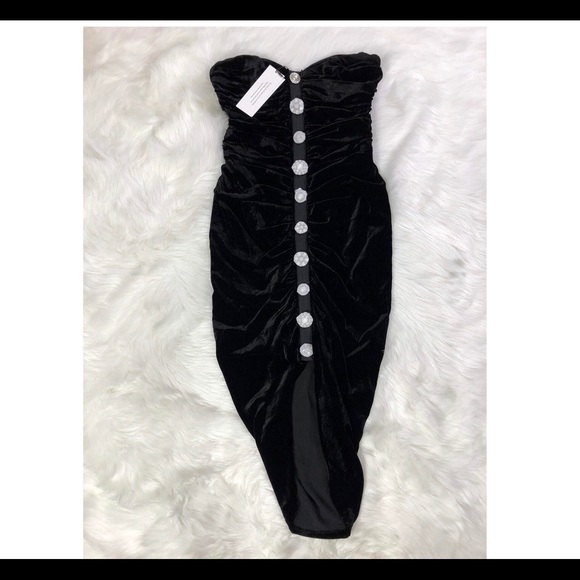 Veronica Beard Palo Strapless Velvet Dress - Picture 8 of 9